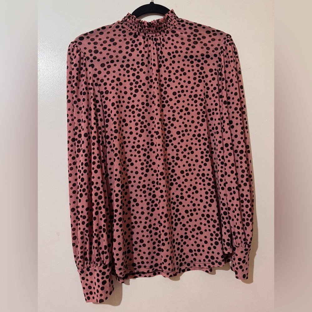 Elegant Sheer Polka Dot Blouse - Mauve and Black